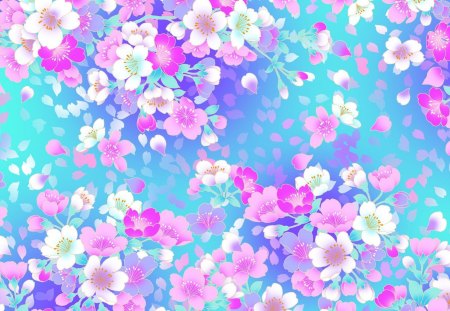 Anime Flowers - flowers, white, pink, purple