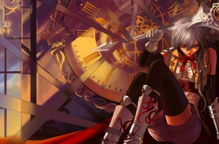 nime - anime, clock, scythe, dark