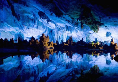 Mountain Cave Lake - beauty, caves, nature, lakes