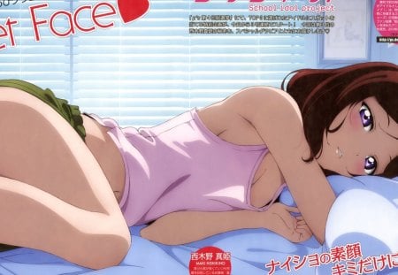 Anime - lying down, anime, bed, cute