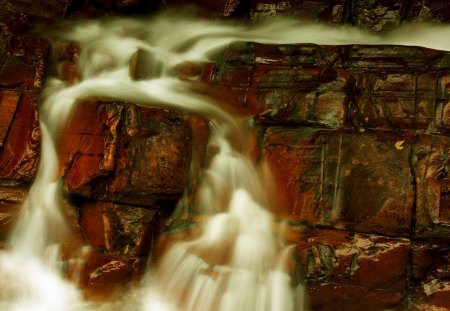 ROCKY FALLS - nature, rock, waterfalls, flow