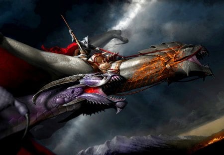 dragon knight - fantasy, light, dragons, knight