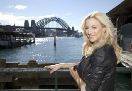 Jordan Carver Visits Sydney - down under, water, model, bridge