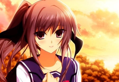 Sweet Aya In Sunset!!!! :) - anime, inubousaki, beautiful, lovely x cation, girl, sweet, aya, sunset, cute