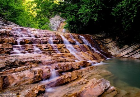 CASCADING FALLS - nature, falls, forest, river, cascade