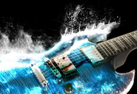 Water guitar - music, guitar, water, blue