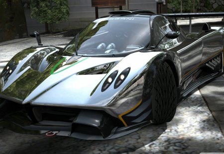 pagani zonda r in chrome - chrome, car, stones, driveway