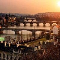 beautiful prague at sunset