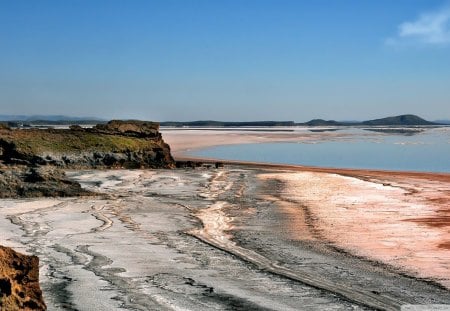 salt lake - lake, mineral deposit, salt, rocks