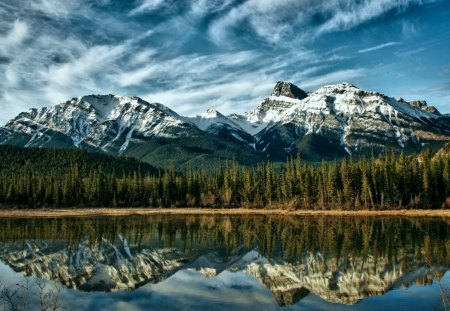 Mountain Range Reflections - lakes, mountains, nature, beauty