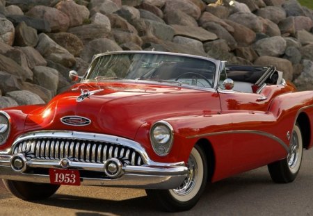 Buick skylark 1953 - car, buick, 1953, red, skylark, convertable