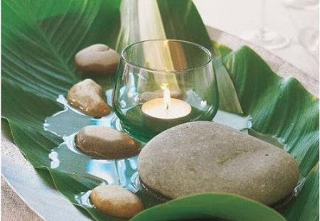 Feng Shuiâ™¥ - burning, water, fashion, leaf, feng shui, lifem candle, entertainment, warm, green, stones