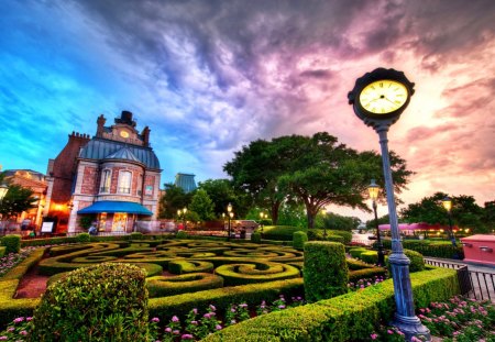 DISNEY WORLD - blossoms, francland, panoramic, disney world, garden, structure