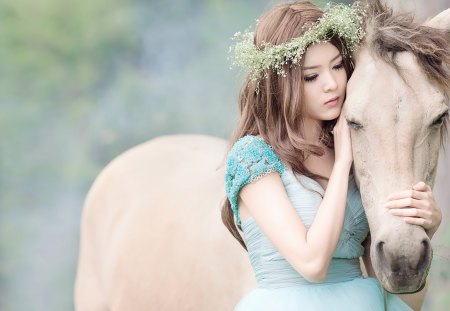 Horse - animal, woman, cute, horse