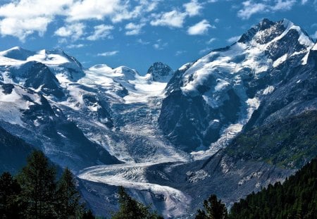 Mountain Glacier Flow - ice, nature, mountain, glacier