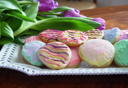 Colorful Cookies - green, yummy, pink, cookies