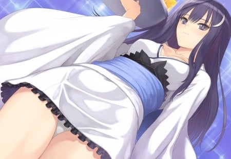 Kamiwazumi Maya - drink, girl, dark hair simple background, long hair, kamiwazumi maya, tony taka, pants