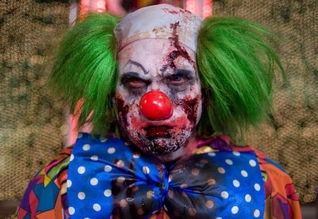 zombie clown - zombie, clown, fantasy, land, horror, art, wallpaper