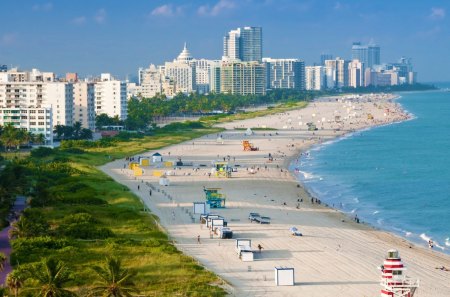 aerial view of miami beach - white, city, beach, people