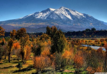 beautiful fall foliage in the valley hdr - fall, valley, forest, mountain