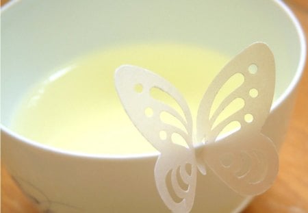 Drink charmâ™¥ - white, drink, charm, precious, butterfly, milk, bowl, wings