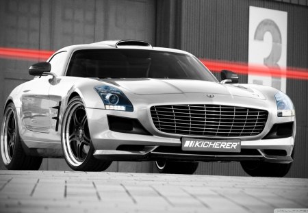 kicherer mercedes sls amg - red, warehouse, car, light, blue eyes