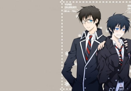 Yuki and Rin Okumura - yukio, yukio okumura, glasses, blue exorcist, ao no exorcist, okumura, rin okumura, rin, anime