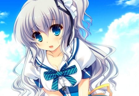 Are You Ok???? - xxx na kanojo ga inaka seikatsu wo mankitsu suru himitsu no houh, girl, blue eyes, blue sky, beautiful, anime, takanashi mai, sweet, cute