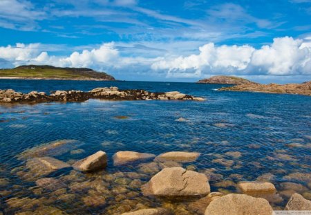 atlantic coast cruit island ireland - rocks, clouds, coast, island, ocean