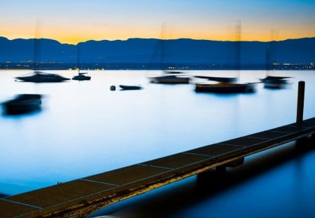 boats in long exposure - boats, dock, long exposure, photo, bay