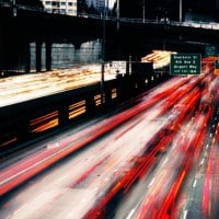 highway car lights in long exposure