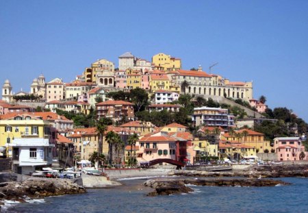 Italy - sea, houses, beach, atchitecture