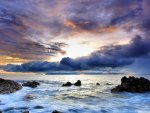 great sky over rocky shore