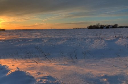 the last sunset - village, sunset, wnter, clouds