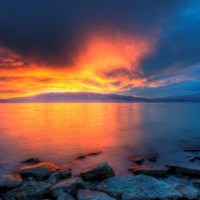 outstanding utah lake sunset hdr