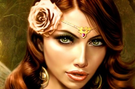 Gypsy Queen - painting, face, art, lady, cg