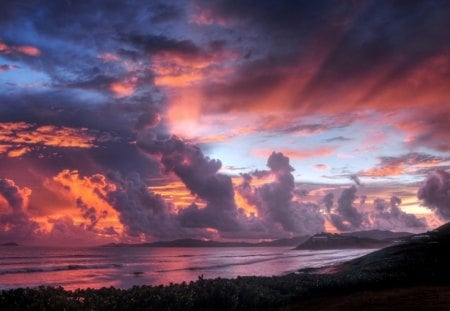 Sunset - sky, sunset, ocean, nature, sun