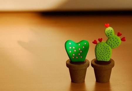 Love - cactus, love, green, two