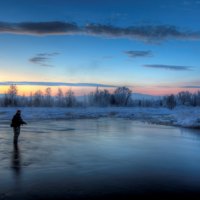 fishing in an icy dawn