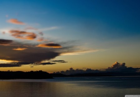 punta fuego philippines - bay, sundown, clouds, island