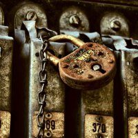 rusty lock on a locker