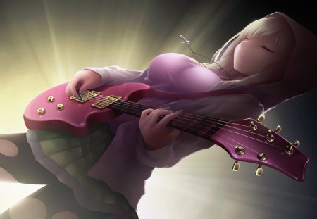 Kashiwazaki Sena - anime, skirts, long hair, guitars