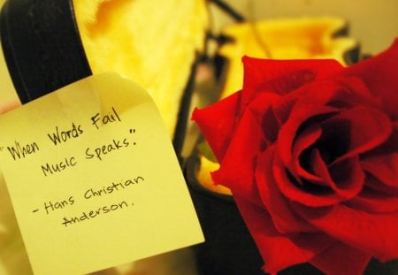 When words fail... - love, passion, speaks, fashion, music, fail, entertainment, yellow, forever, words, red rose