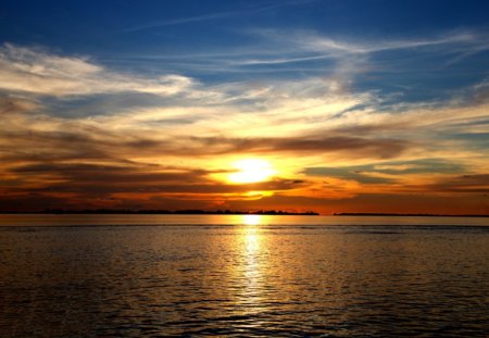 Beautiful Sunset - sky, beautiful, beach, sunset, ocean, blue