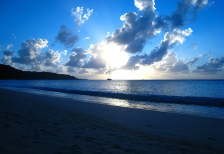 Beautiful Sunset-Anguilla - anguilla, sunset, blue, beach, beautiful, sky