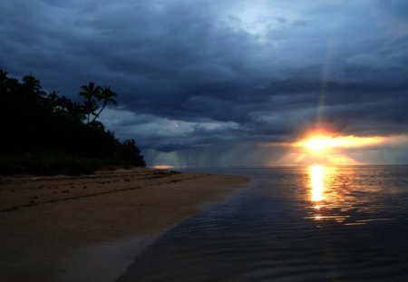 Beautiful Sunset - Fiji - sunset, blue, beach, fiji, beautiful, sky