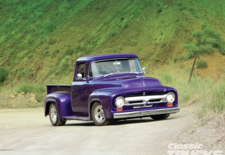 50 Six - F 100 - truck, ford, purple, classic