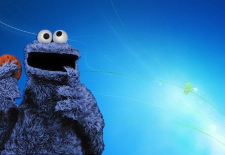 Blue monster - fun, sesamestreet, cookie monster, blue, wallpaper