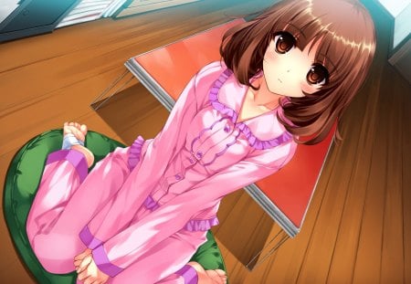 Sasaki Kaori - sasaki kaori, pajamas, ushinawareta mirai wo motomete, pink, anime, anime girl