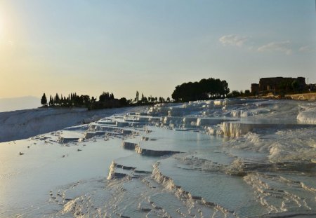 Cotton castle of Turkey - travertian, pamukkale, castle, cotton